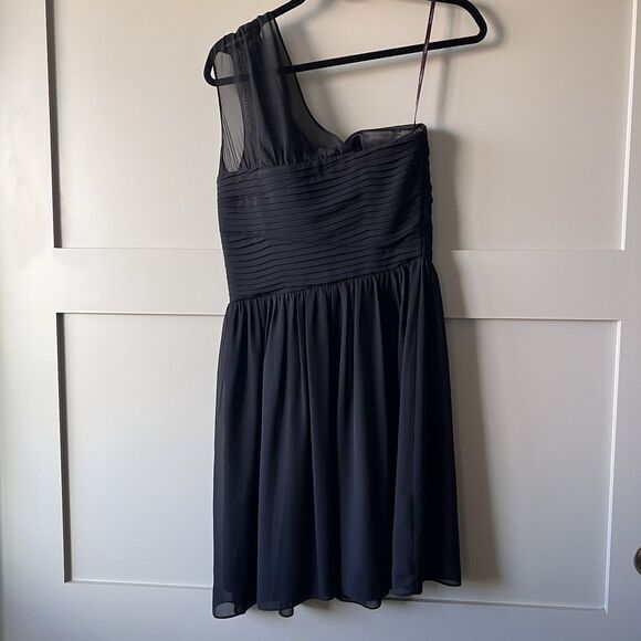 Laundry By Design One Shoulder Mini Dress Women Sz 6 Black Pleated Party Prom - Picture 2 of 15